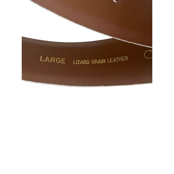 Cipriani Lizard Grain Leather Belt Large White & Gold U-Shaped Buckle - Picture 4 of 6